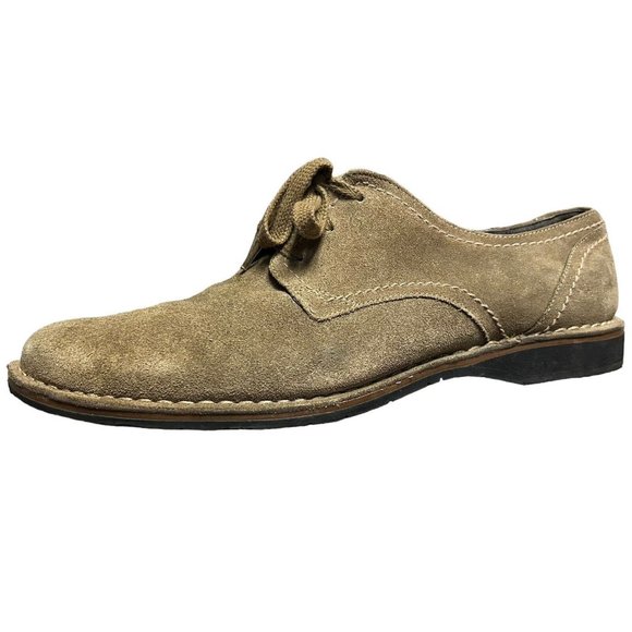 John Varvatos Brown Suede Leather Plain Toe Derby Blucher Shoes Mens Size 12 M - Picture 2 of 13